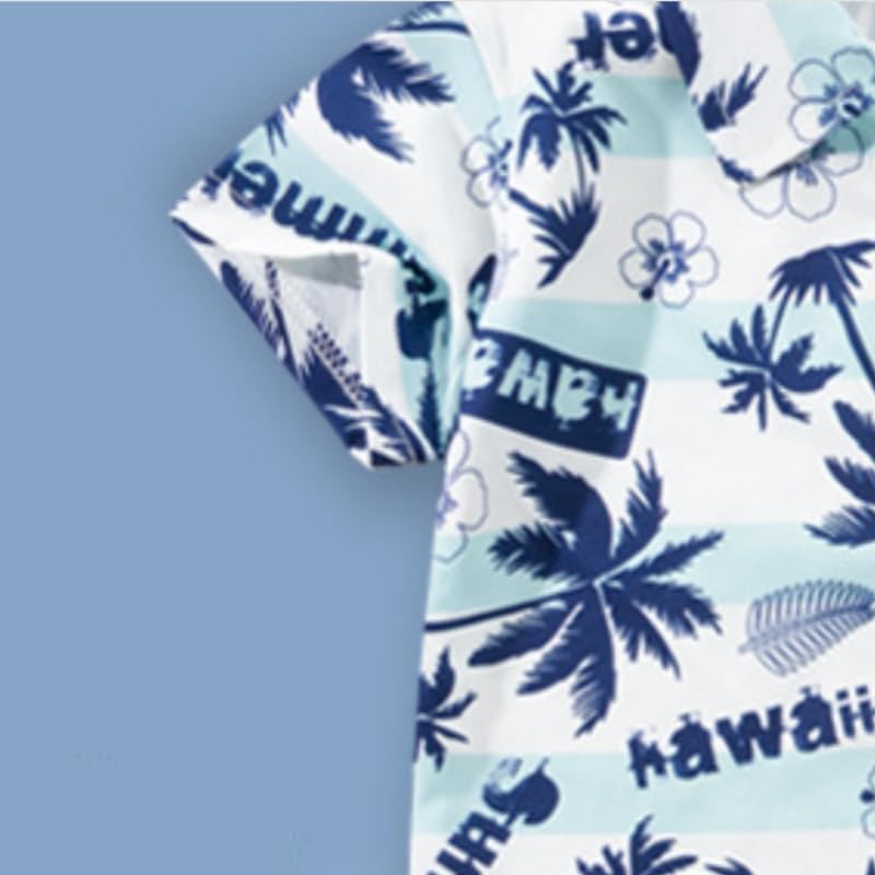 Toddler Boys Hawaiian Outfits Short Sleeve Beach Button-Down Shirt and Shorts Set Kids Summer Clothes - Image 3