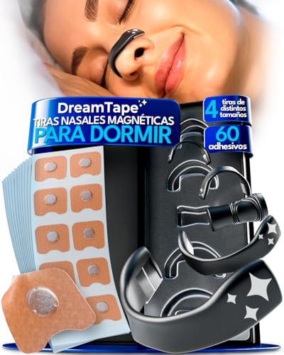 DreamTape® Tiras Nasales Magnéticas – 4 Bandas de Silicona + 60 Parches Magnéticos – Tira Nasal con Imanes para la Nariz – Antirronquidos – Magnetic Nose Strip – 30 Usos (Kit + 60 tabs)