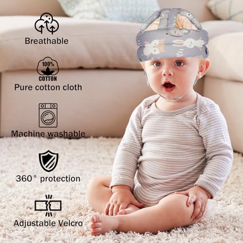 Image of Baby Head Protector Baby Helmet for Crawling Walking, No Bumps Safety Head Adjustable Protective Cap for Walking, Playing (Fox)