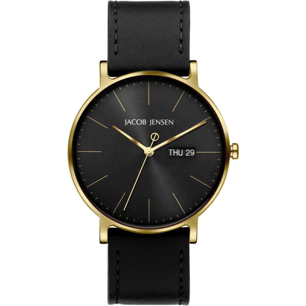 JACOB JENSEN Orologio da polso in titanio, diametro 40 mm, cinturino vegano nero, vetro zaffiro 32165, grigio., Moderno