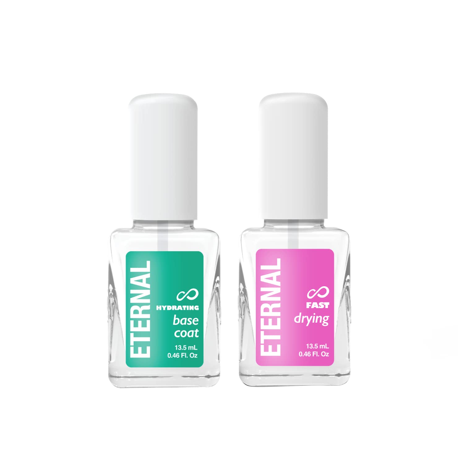 Eternal Clear Base Coat Nail Polish & Top Coat Nail Polish Set - Hydrating Nail Base Coat & Fast Drying Nail Top Coat Treatment | Quick Dry & No UV Light Nail Polish Set, 13.5mL (Set of 2)