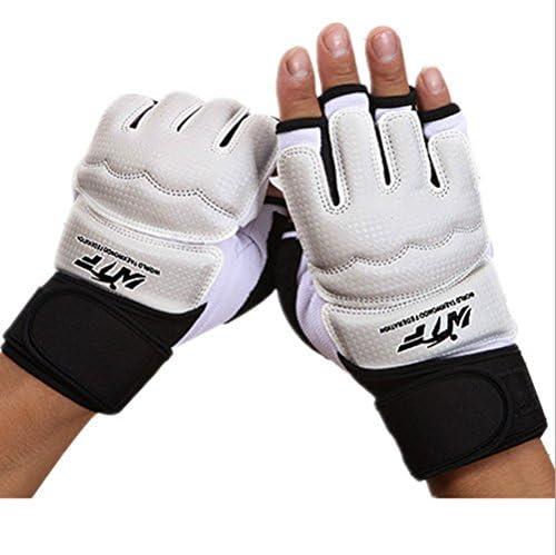 Wonzone Half Finger Taekwondo Training Boxing Gloves, Taekwondo/Muay Thai Training/Punching Bag Gym Half Mitts Sparring Gloves (White, X-Large)
