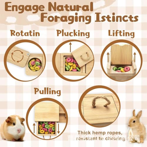 Jouet de recherche de nourriture en bois pour lapins et hamsters - 6