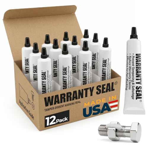 Image of White Torque Seal - Pack of 12 - Tamper Proof Cross Check Repair & Maintenance Warranty Torque Marker - 1.8 Oz Squeeze Tube Indicator for Bolts & Fasteners - Made in USA