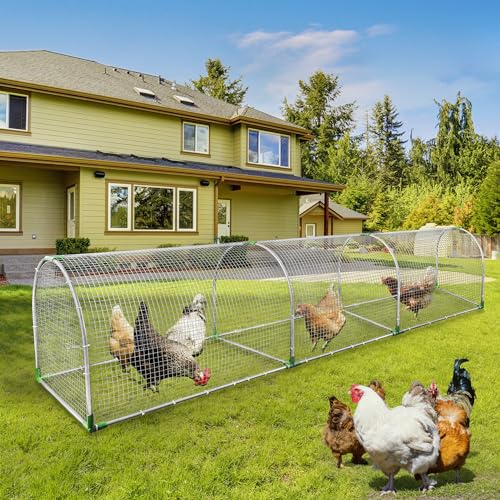 Backyard Chicken Coop Run for 8–12 Chickens – Outdoor Metal Chicken Tunnel, Predator-Proof, Easy Install, Suitable for Chickens, Ducks & Rabbits (118' x 26' x 23')