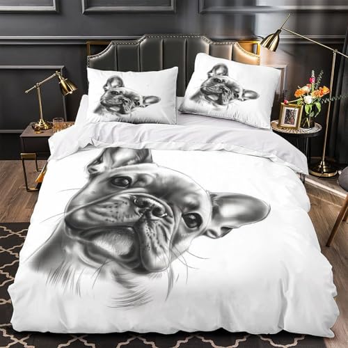 Housse de couette bouledogue français hypoallergénique - 2