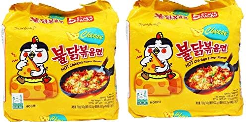 SAMYANG Buldak Cheese Hot Chicken Flavour Ramen Instant Korean Noodles-140Gm*10Pack (5Pack X 2Combo) (Imported)