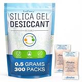 300 Packs 0.5Gram Silica Gel Desiccant Dehumidifier, Non Toxic Food Safe Moisture Absorber Drying Bags for Gun Storage, Document Storage, Unscented