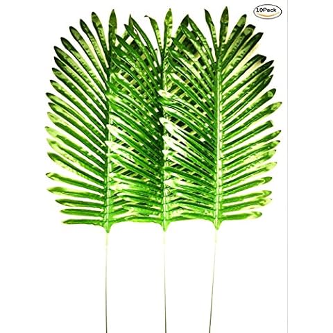 Gecter Lot of 10 Tropical Leaves,Fake Artificial Palm Leaf for Home Kitchen Party Decorations(Green1) Cover
