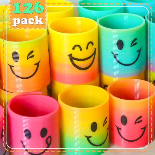 Image of 126 Pack Mini Spring Party Favors for Kids 3-5 4-8,Magic Rainbow Coil Toys