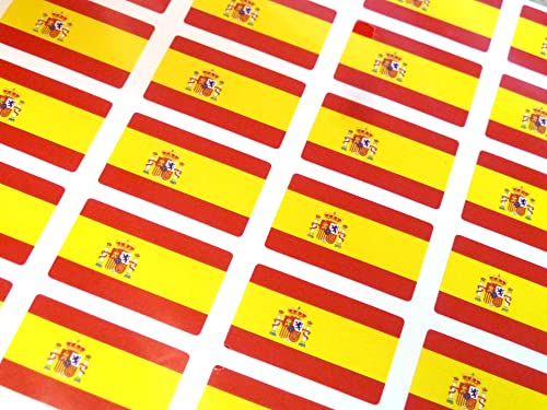 Minilabel Pack Of 60 , 33X20mm , Spain Self-Stick Flag Stickers Self-Adhesive Spanish Flag Labels