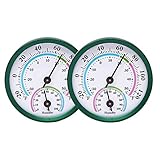 LayscoPro Mini Indoor Thermometer Hygrometer Analog 2 in 1 Temperature Humidity Monitor Gauge for Home, Room, Outdoor, Offices, Display Mechanical (No Battery Needed) (Green-2 Pack, Green-2 Pack)