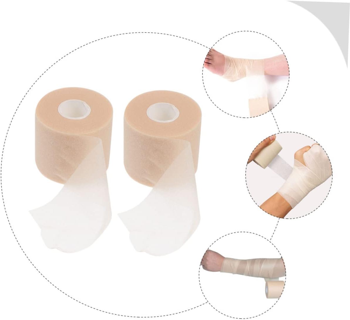 6rolls Elastic Muscle Sponge Tape Shock-Absorption Sports Bandage for Injury Prevention Skin Color for Football Basketball Yoga and Weightlifting