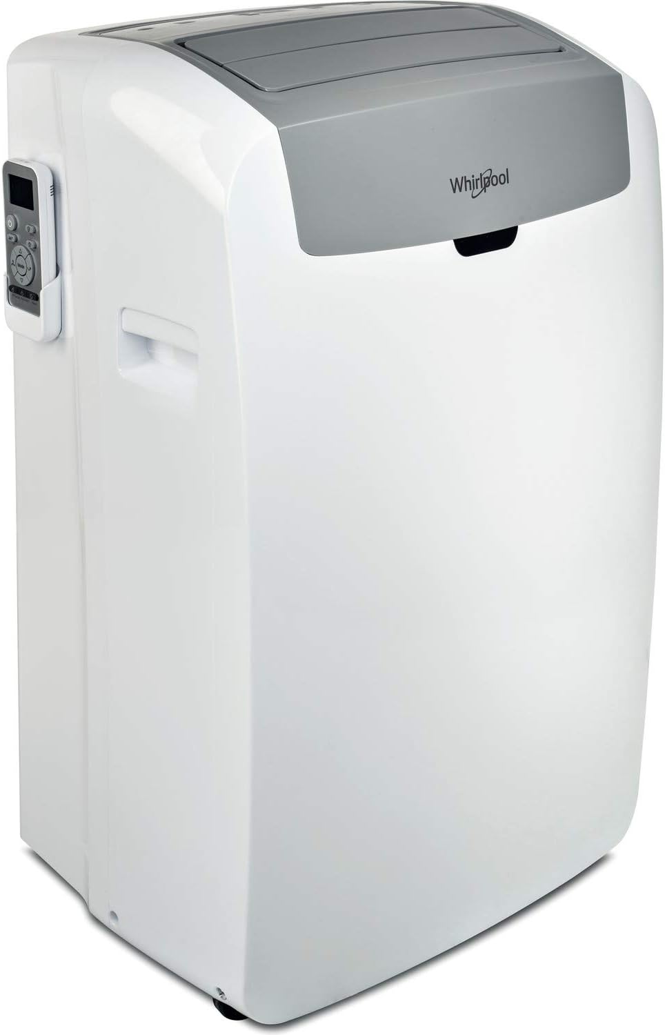 Side view of the Whirlpool PACW29COL portable air conditioner with remote control