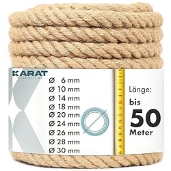 KARAT – Cuerda de yute trenzado – 100% natural y e...: ✅ Uso versátil: nuestra cuerda de yute se puede utilizar en muchas aplicaciones como deportes, construcción, horticultura, agricultura, así como para fines decorativos debido a su aspecto natural y textura. ✅ Duradero: el yute es una fibra vegetal na...