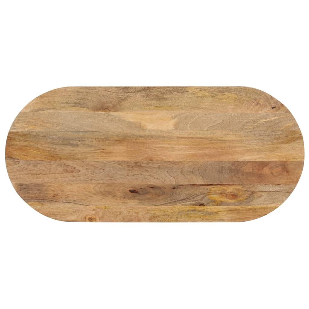 Piano Tavolo Ovale in Legno Massello di Mango 110x50x2,5 cm per Rinnovo Arredamento Casa e Commerciale, Superficie Liscia Facile da Pulire, Design Rustico con Venature