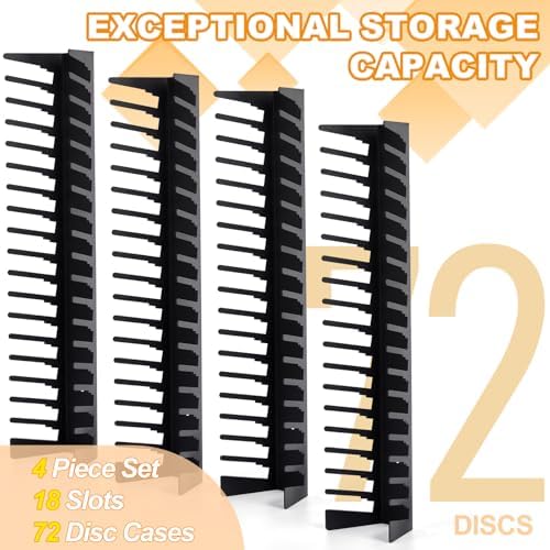 EZFXHD WTER 4 Pack Video Game Case Storage Wall Mount - Holds Up to 72 Disc Boxes,Metal Wall Mounted Game Case Holder for PS,DVD,Xbox Game Organizer - 3