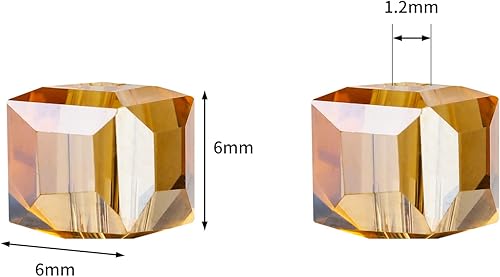 Miniatura 3 de Novborcz 6mm Cube Gold Champagne AB for Jewelry Making 280pcs Faceted Shape Crystal Spacer Beads Assortments Supplies Accessories for Bracelet