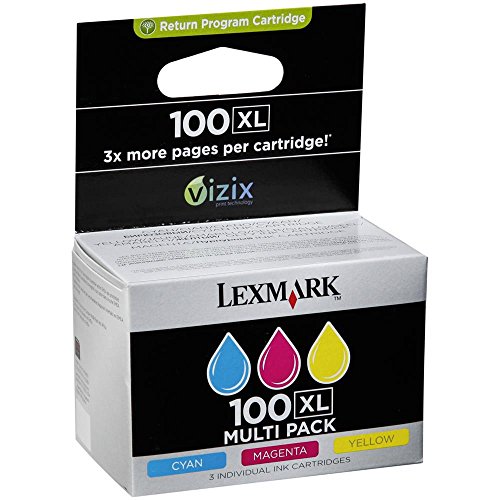 Lexmark 100XL Pack de 3 cartouches d'encre couleur Lexmark Return Programme haute capacité Cyan/Magenta/Jaune(CMJ)