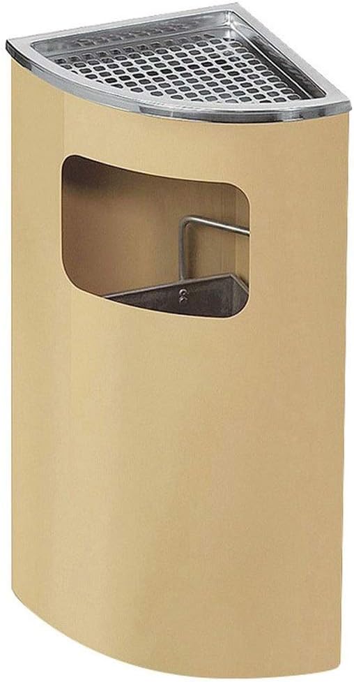 Waste Bins,Outdoor Ashtray Indoor and Outdoor Trash Cans Stainless Steel Trash Can, Trash Can with Ashtray, Fan S(Black) Outdoor Recyclibin/Black/a