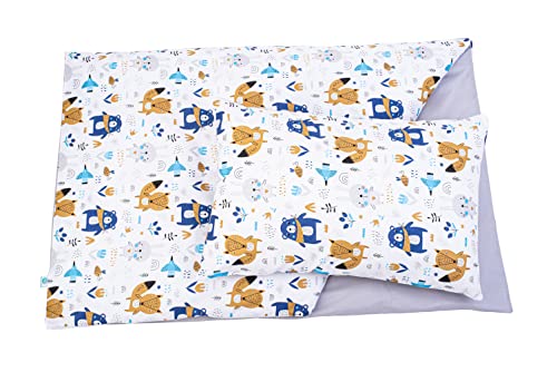 Sleepy Moon Kinderbettwäsche, Bettbezug-Set, Bettbezug 120x90cm + Kissenbezug 60x40cm, 100% Baumwolle, Made in Poland (blau), 90x120bezpipingu - Image 4