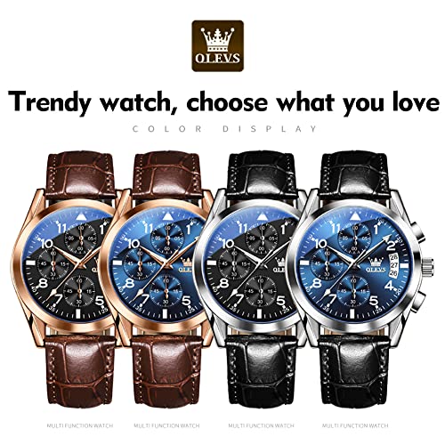 Image of OLEVS Mens Watches Stylish Chronograph Waterproof Luminous Silicon Strap Multifunction Watches for Men Business Men Wrist Watch
