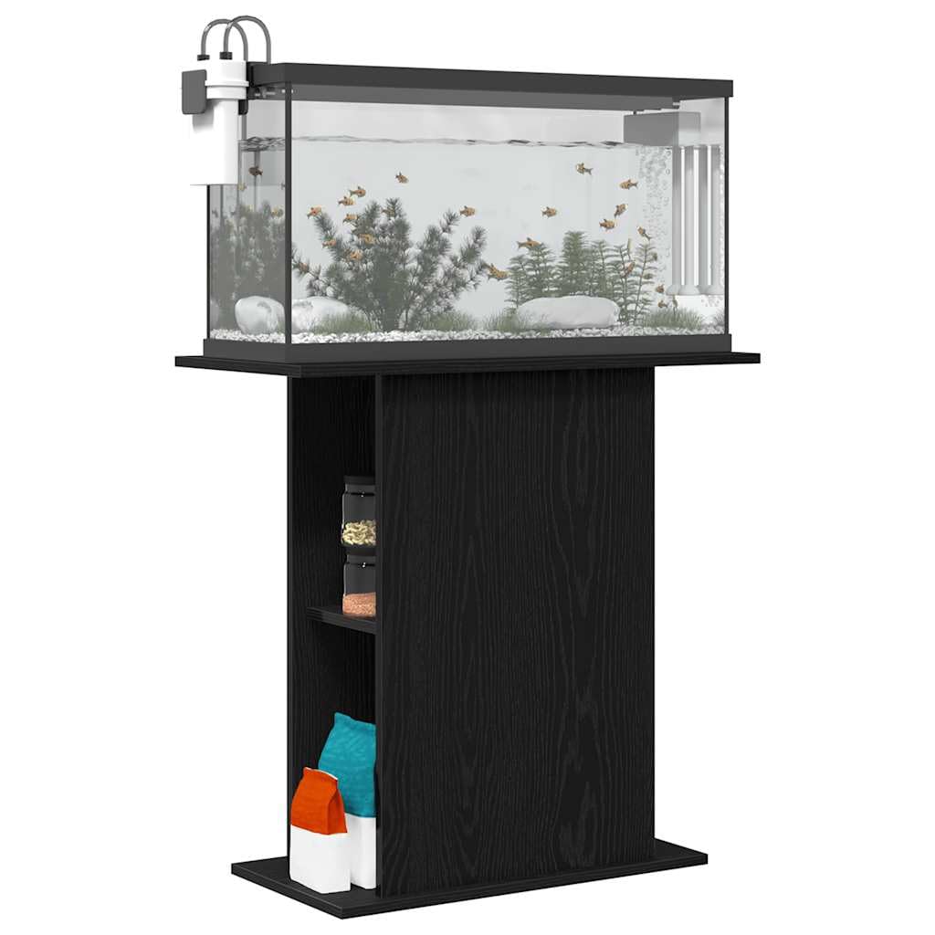 Soporte para acuario, material de madera negra, 75 x 36 x 72,5 cm, armario inferior estable con almacenamiento, estantería y cajón para acuario, terrario, accesorios para peces, ahorra