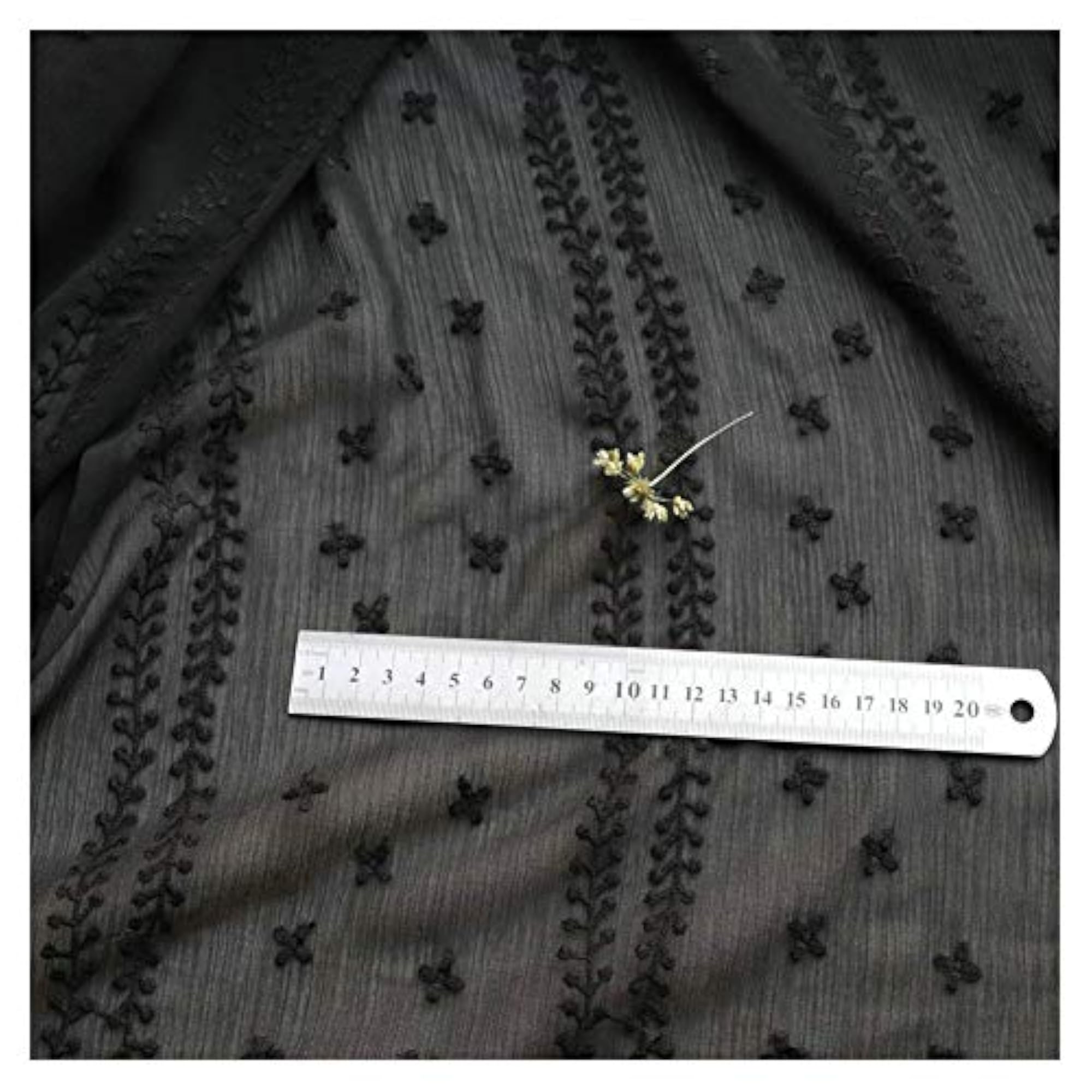 Black Chiffon Embroidered Fabric
