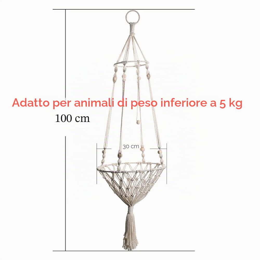 Nappa Macrame Amaca per gatto Appesa a Cesto Intrecciato a Mano Letto a Dondolo per gatto Finestra Interna