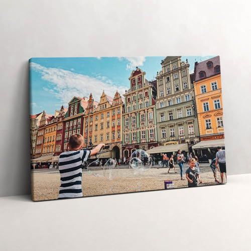 Tableau photo sur toile pour salon moderne de la place de Wrocław 60x40
