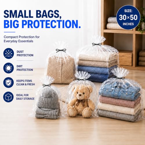 Image of Storite 10PCs Large Tranparent LDPE Plastic Trolley Cover 30 x 50 in