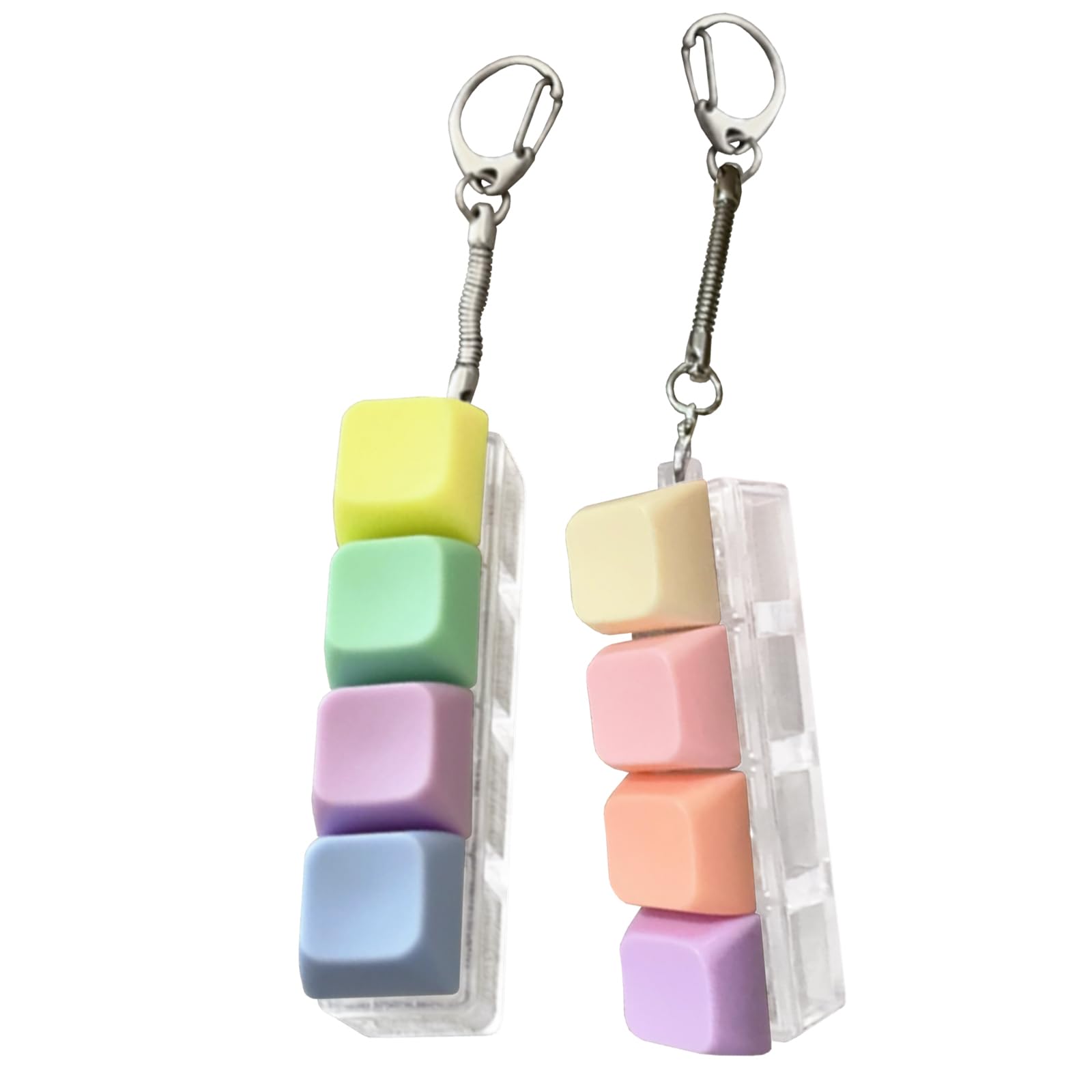 Huhaokejis 2 Pcs Keyboard Fidget Toy, 4 Keys Decompression Toy, Fidget Keyboard Keychain, Keyboard Clicker, Funny Fidget Keyring for Stress Relief, Decompression Gift for Adults Teen (Color 1)
