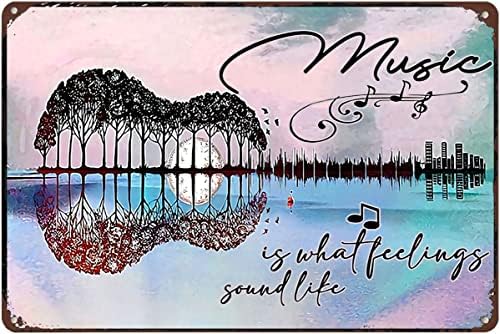 Music is What Feelings Sound Like Guitar Metal Sign Home Kitchen Farm Posters for Restaurant Bar Cafe Garage Hotel Man Cave Retro Art Wall Decor Plaque 8x5.5 Inch image 5