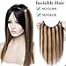 Produktbild Haarteil Extensions Echthaar Haarverlängerung 1 Tresse Remy Haare Haarverdichtung mit Draht Glatt Mittelbraun/Honigblond #4p27 20"(50cm)-70g