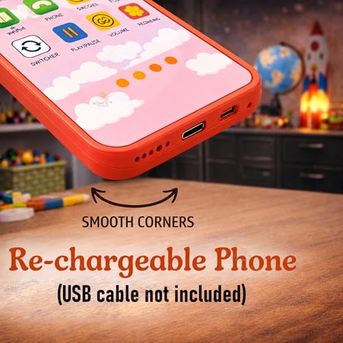 Image of Wishkey Edu Phone for Kids Unicorn Theme 28 Functions Rechargeable USB Cable Not Included Learning Mobile Toy with 22 Features English & Hindi Language Toddler Learning Phone for Boys & Girls Age 2+