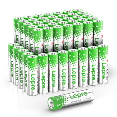 Lepro AA Batteries 48 Pack (Reclosable Packaging) - 1.5V Alkaline Double A Batteries with 2800mAh...