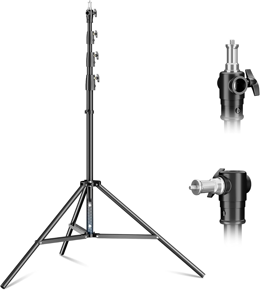 380F Heavy Duty Light Stand 150in/12.6' Light Stand Spring Cushioned | Adjustable 110cm-380cm Photography Light Stand with 1/4” to 3/8” Screw Adapter for Strobe,LED Video Light,Monolight, Softbox