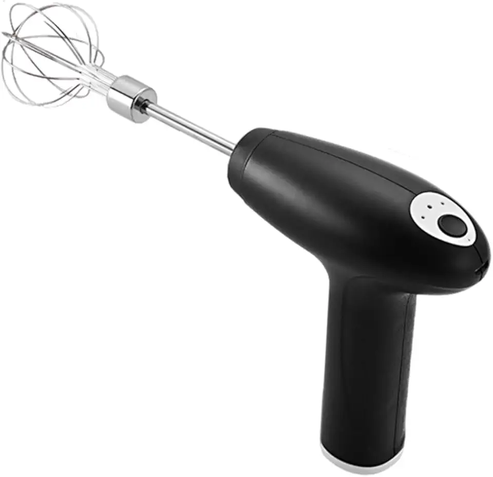 Batedor elétrico, espumador com 3 velocidades, misturador de café portátil, agitador elétrico para restaurante, confeitaria, Preto