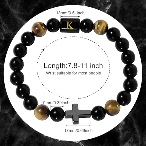 Pulsera para hombre con letras y piedras naturales miniatura 4