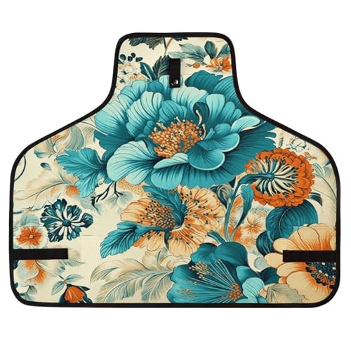 Delantal tipo bolsa con patrón floral retro y ajuste rápido miniatura 1