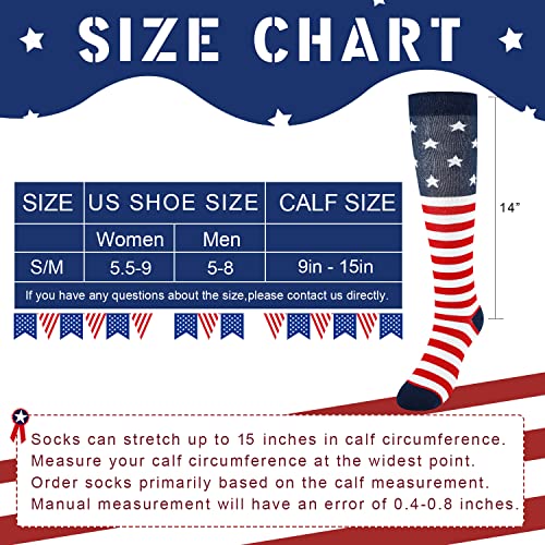 Junely American Flag Compression Socks For Women 15-20 Mmhg Knee High 4Th Of July Socks For Running Nurses Pregnancy Sports Travel Flight Circulation Red White Blue #TOP4