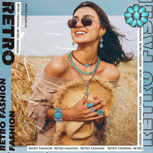 Image of Ecally Western Turquoise Jewelry Set for Women