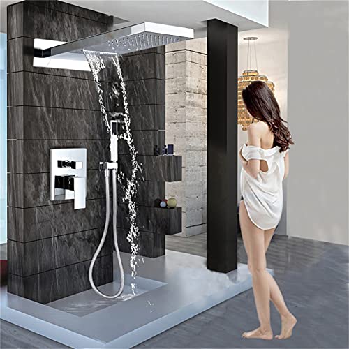 Douche avec ensemble de douche en laiton à manche unique et commande murale - 2
