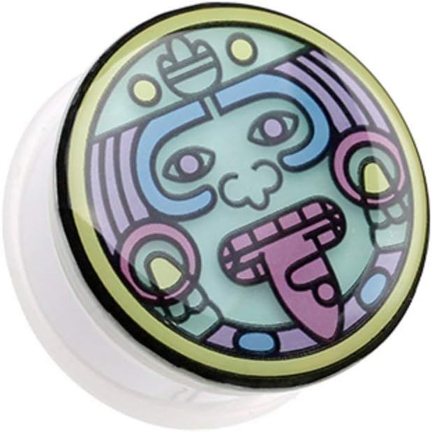 Covet Jewelry Glow in The Dark Multi Colored Mayan Single Flared Ear Gauge Plug