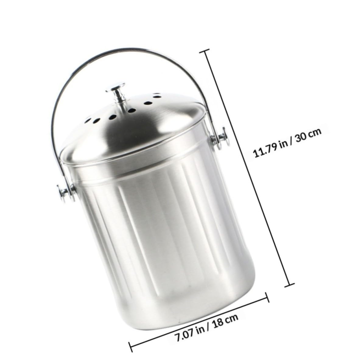 Geruchsdichter Edelstahl Kompostbehälter mit Deckel und Aktivkohlefilter 2,5 Liter für Küchenrecycling und Biomüll Indoor
