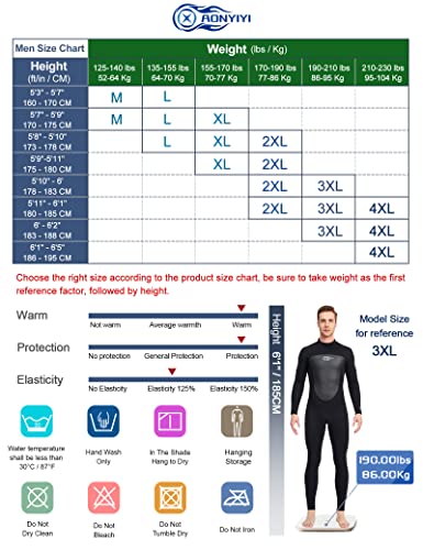 Foto von Herren Damen Neoprenanzug 3mm Neopren Full Wetsuit Back Zip AONYIYI Warm Neoprenanzug für Surfen Spearfishing Schnorcheln Kanufahren TaucheranzüGe