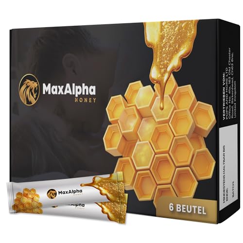MaxAlpha Honey | Miel de hierbas premium con 100% de ginseng puro para hombres activos | Alta concentración – Energía inmediata – Máximo rendimiento para momentos íntimos y felices del hombre – 6 sobr