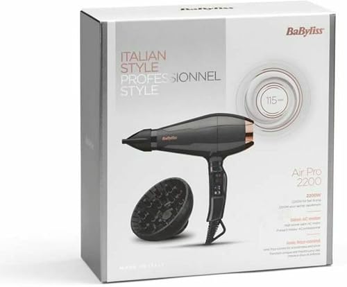 BaByliss Italian Air Pro 2200, Grey, AC Motor, 2200 W Power, Ion Technology, 6719DE - 4