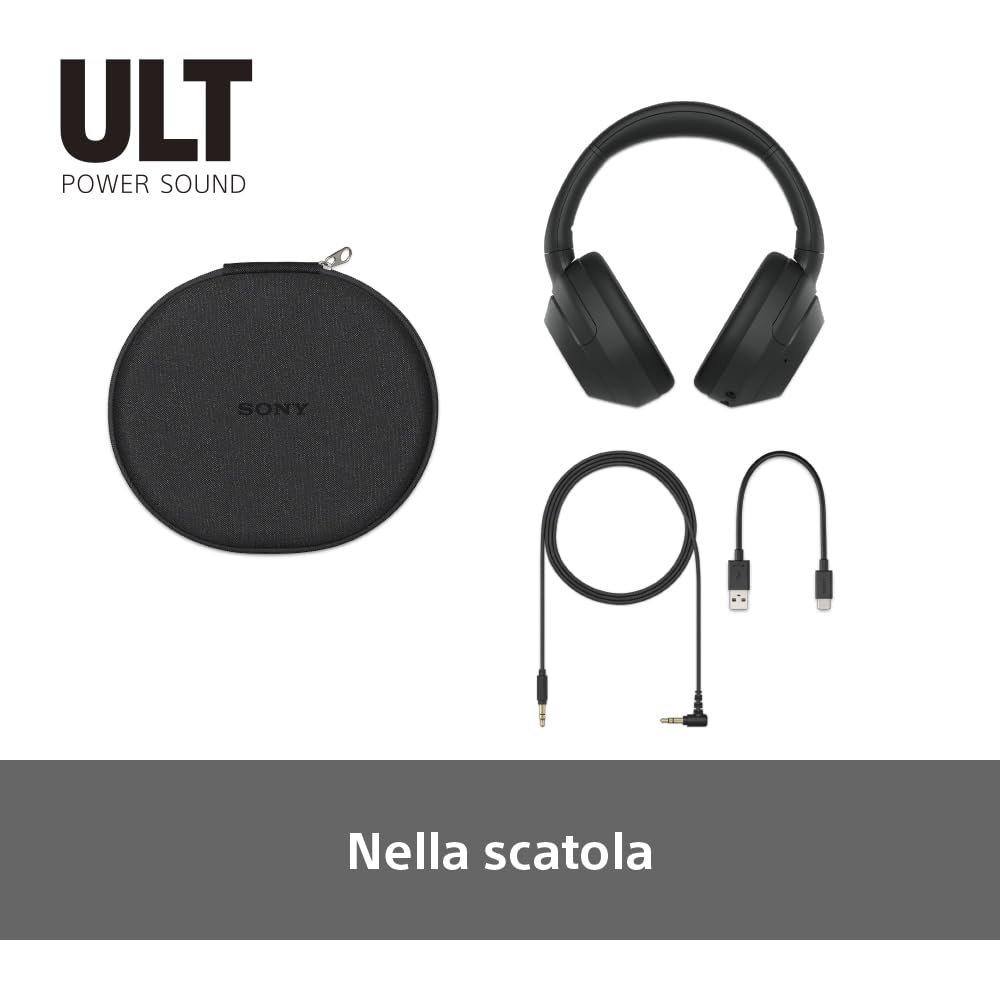 Sony ULT WEAR Cuffie Wireless Noise Cancelling, Bassi Profondi, Processore WH-1000XM5, Batteria 30 Ore, Nero