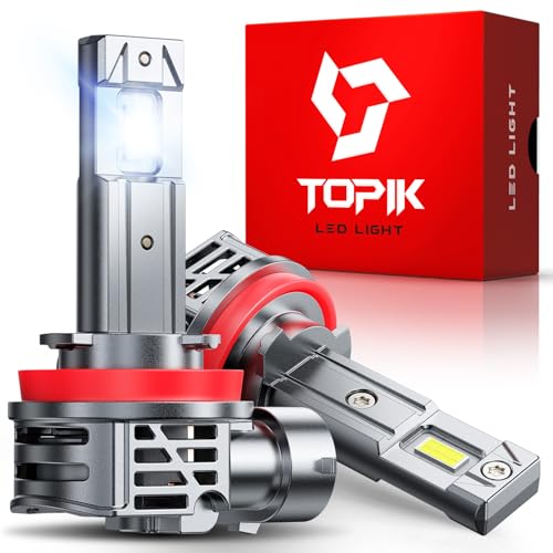 TOPIK Brightest Upgraded H11/H9 LED Bulbs, 40,000LM 800% Ultra-Bright, Real 1:1 Size Direct Replacement, Quick Install, H11/H9/H8 Fog Light Bulb, 6500K White, Pack of 2